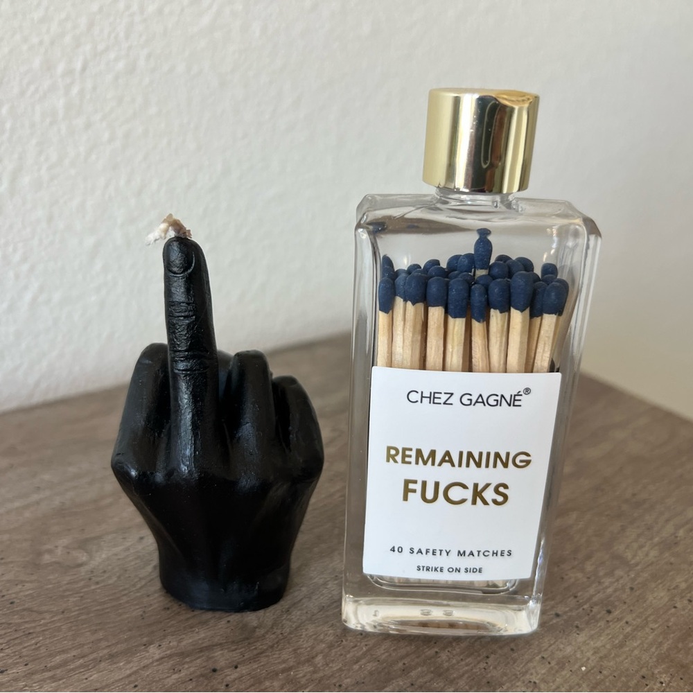 Chez Gagné Matchstick Bottle with Black Hand Candle